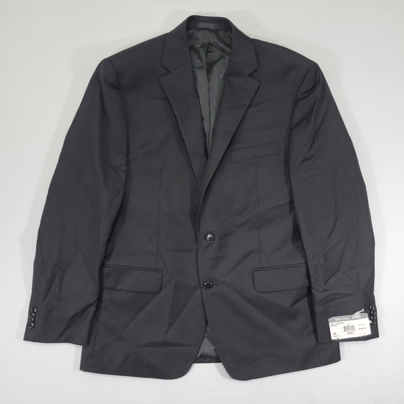 Michael Kors Kaplan Men's Sport Coat Blazer Two Button‎ Black Twill Wool 42R NEW